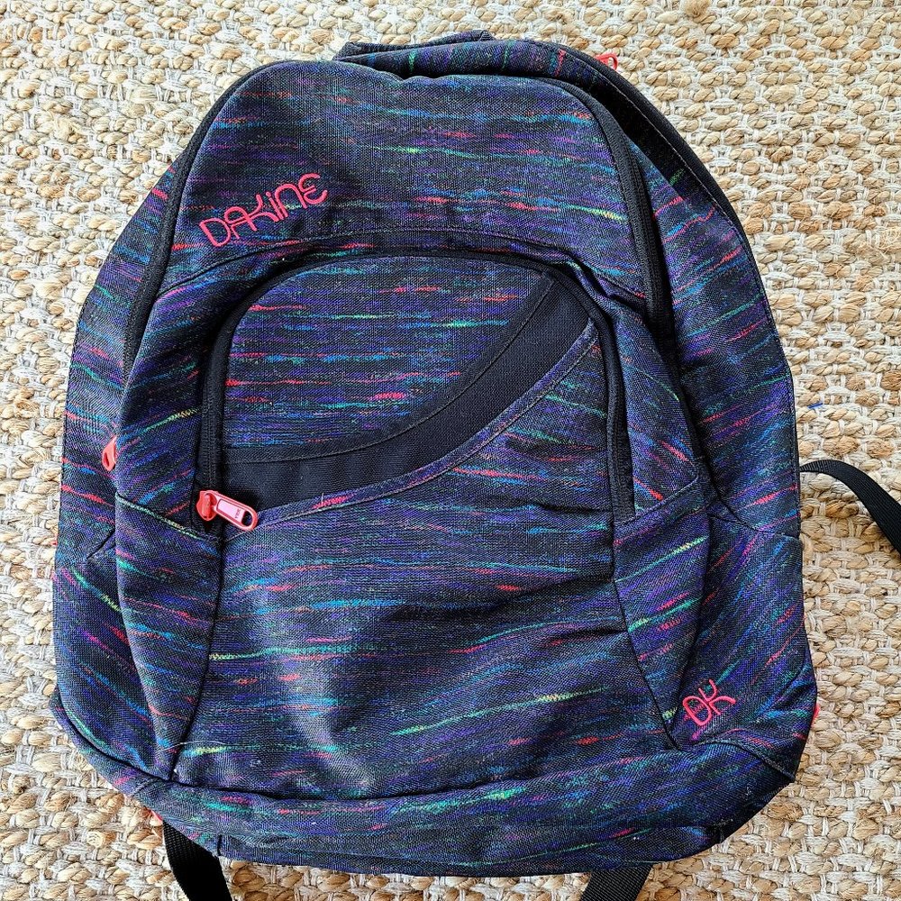 Dakine Pink Accent Blue Burnout Full Sized Backpack - Picture 1 of 9